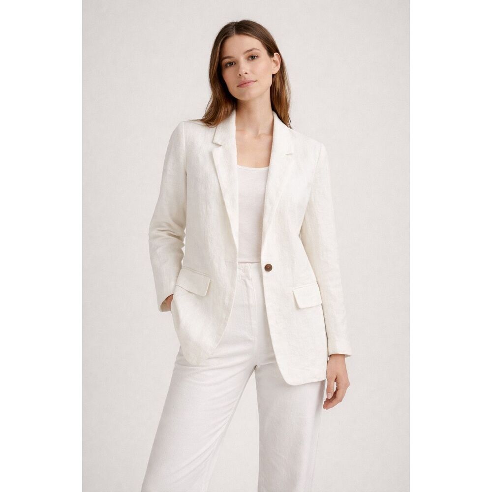 H&M White Lightweight Lyocell Blazer Womens Small One Button